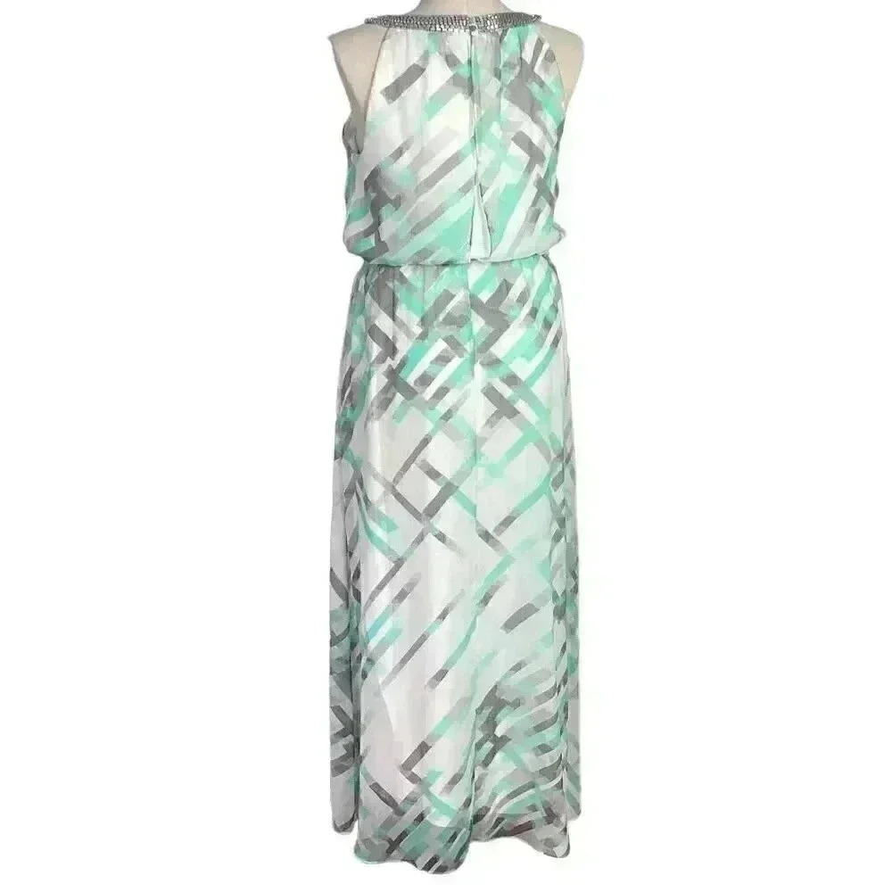 Vince Camuto Women 14 Scarf Print Maxi Dress Multi Keyhole Halter Sleeveless - Picture 5 of 11